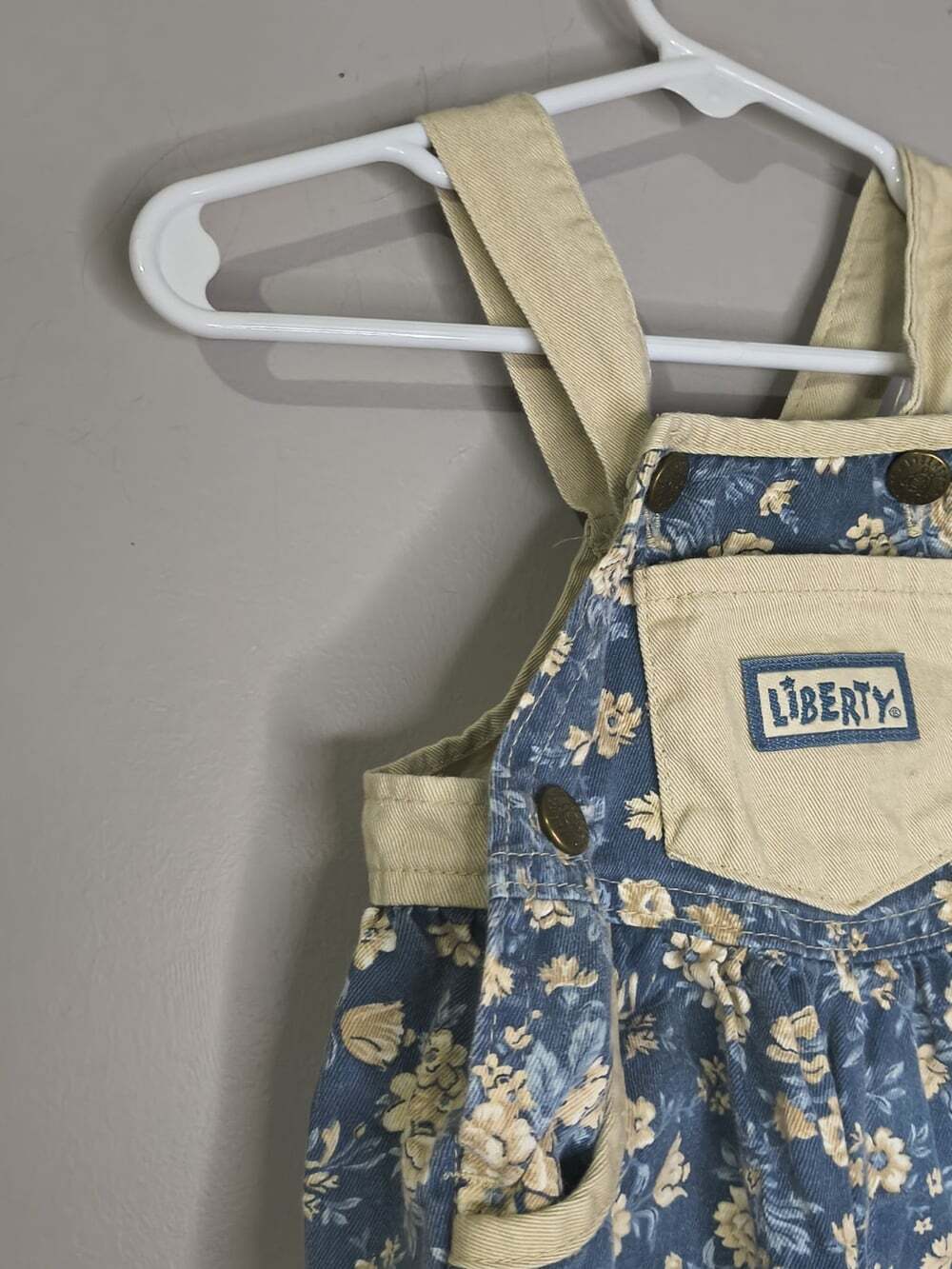 Vintage 90s Liberty All Over Blue Floral Print Baby Size 12 Months Overalls Rare - Picture 3 of 10
